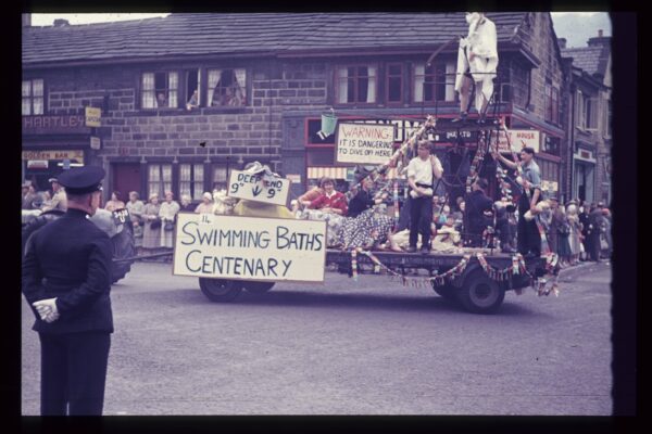 This is in St Georges Square, Hebden Bridge. This photo was taken in the 1960s by William Edmondson and was donated by his family.