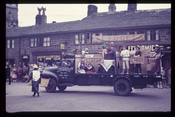 This is in St Georges Square, Hebden Bridge. This photo was taken in the 1960s by William Edmondson and was donated by his family.