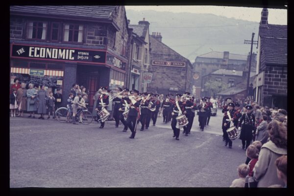 This is in St Georges Square, Hebden Bridge. This photo was taken in the 1960s by William Edmondson and was donated by his family.