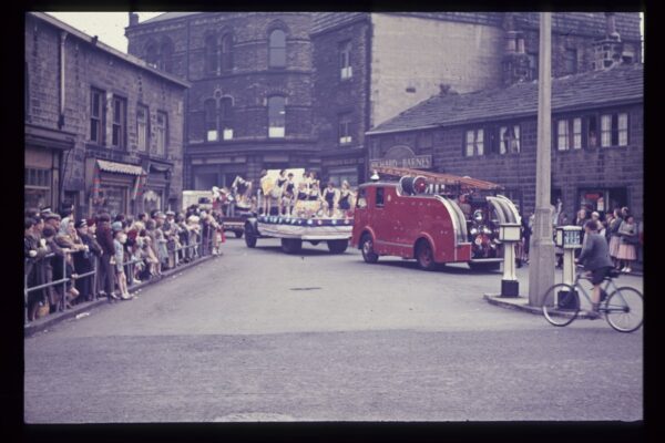 This is in St Georges Square, Hebden Bridge. This photo was taken in the 1960s by William Edmondson and was donated by his family.