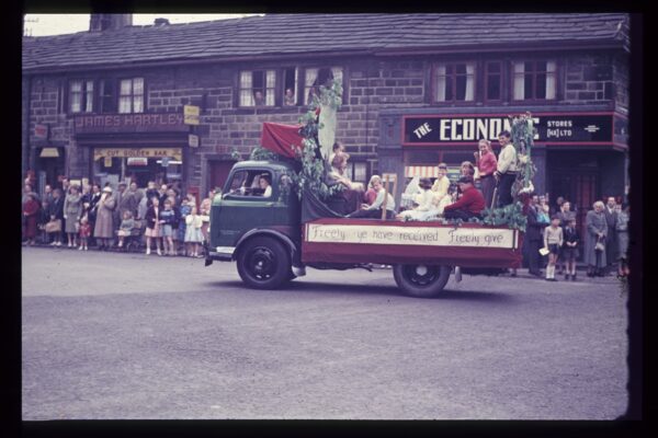 This is in St Georges Square, Hebden Bridge. This photo was taken in the 1960s by William Edmondson and was donated by his family.