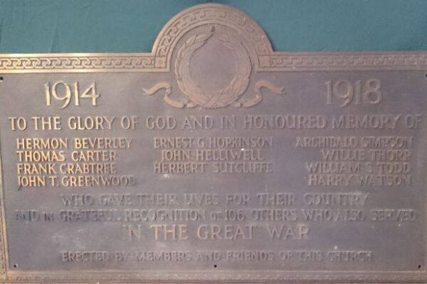 Roll of Honour from Mytholmroyd Methodist Church