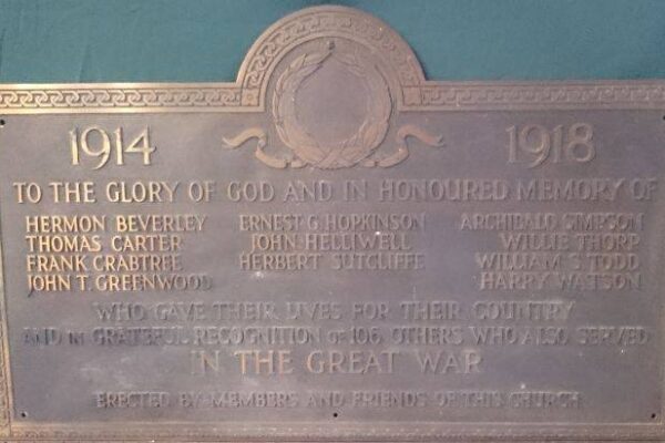 Roll of Honour from Mytholmroyd Methodist Church