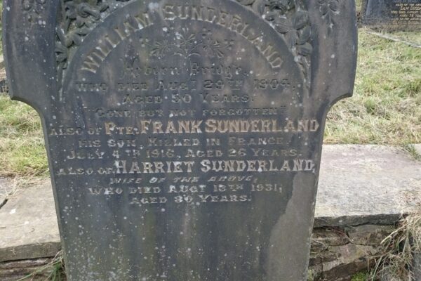Headstone Private Frank Sunderland