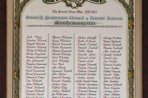 Mytholmroyd Methodist Church. Roll of Honour