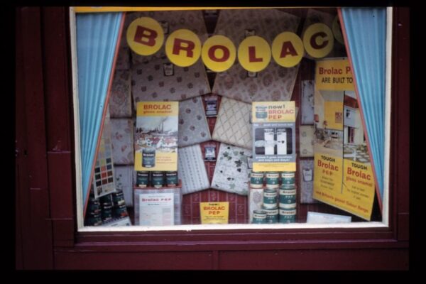 Window displays at William Edmondson's shop, on Valley Road