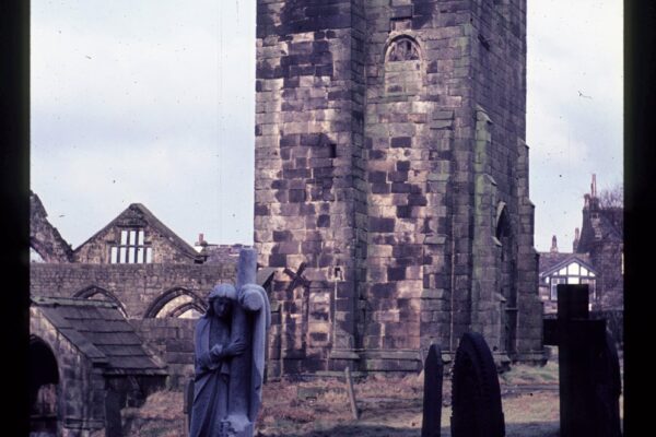 The Churchyard at Heptonstall. This photo was taken in the 1960s by William Edmondson and was donated by his family.