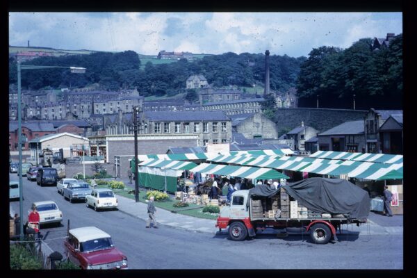 Hebden Bridge Market at Valley Road. This photo was taken in the 1960s by William Edmondson and was donated by his family.