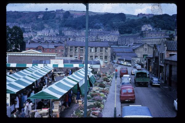 Hebden Bridge Market at Valley Road. This photo was taken in the 1960s by William Edmondson and was donated by his family.